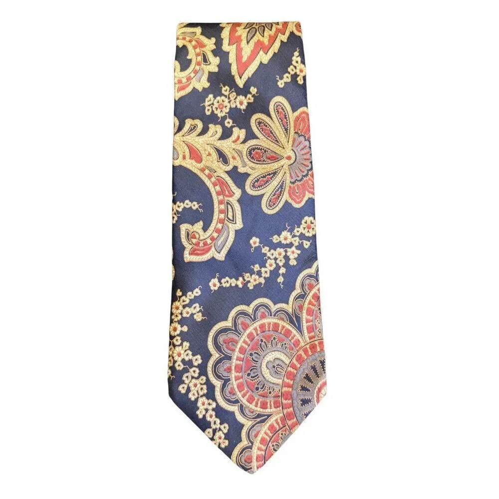 Courchevel Vintage Men's 100% Silk Tie Paisley Italian